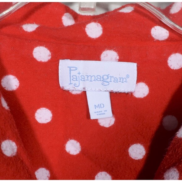 PajamaGram 100% Red & White Polka Dot 2 Pc Long Sleeve Pajama Set Sz MD - Picture 4 of 8